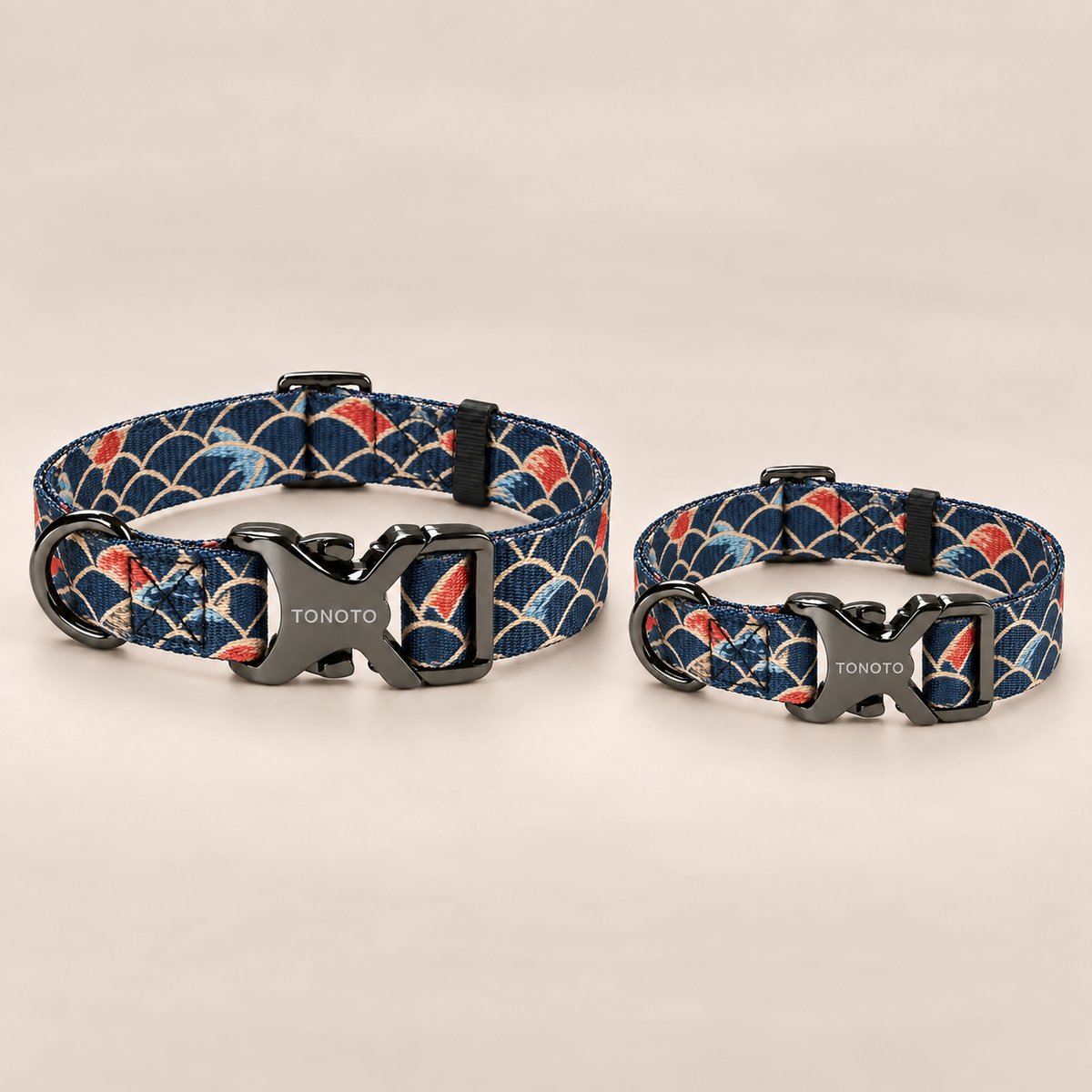 Koi pattern dog collars in sizes S and M