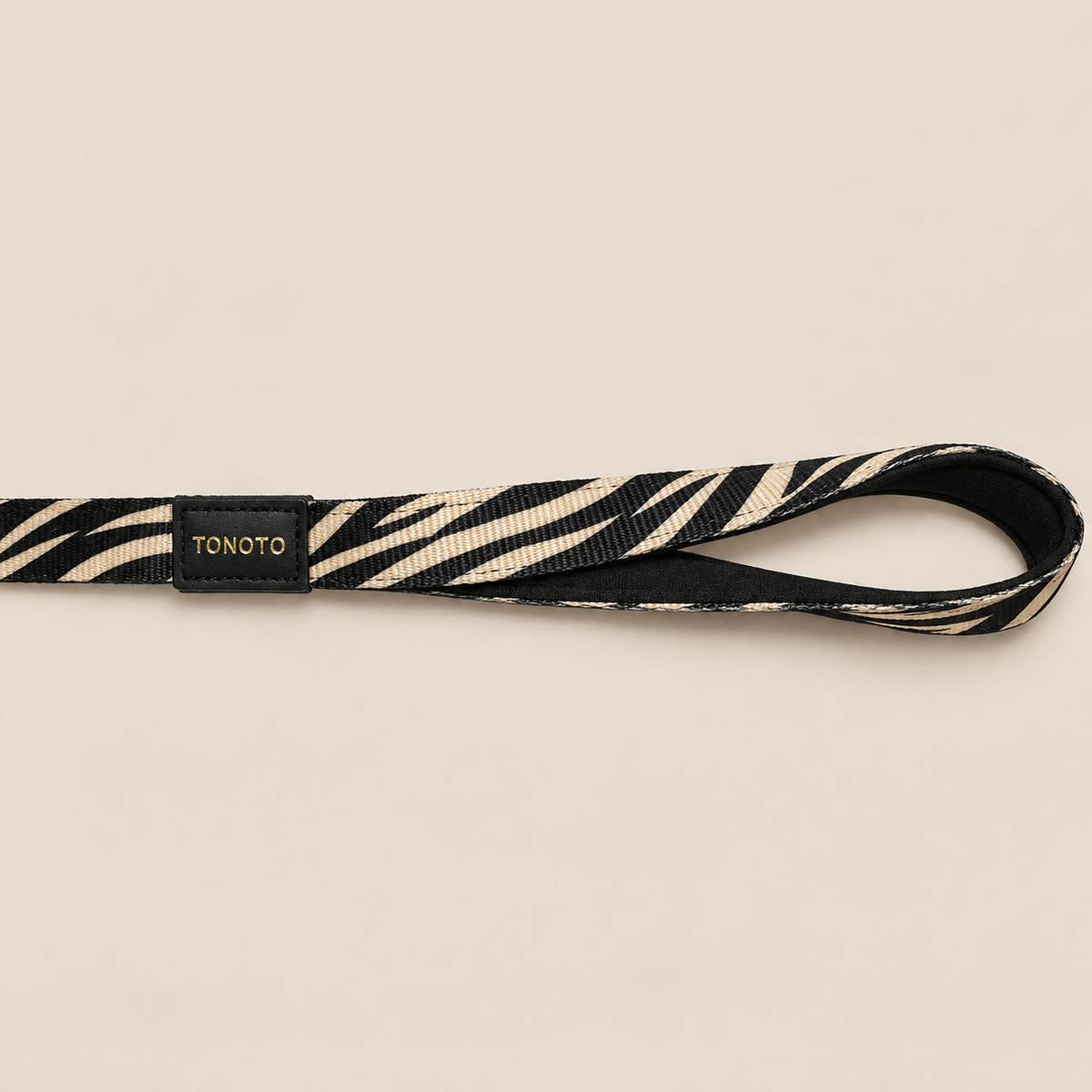 Zebra pattern dog lead with black padded handle