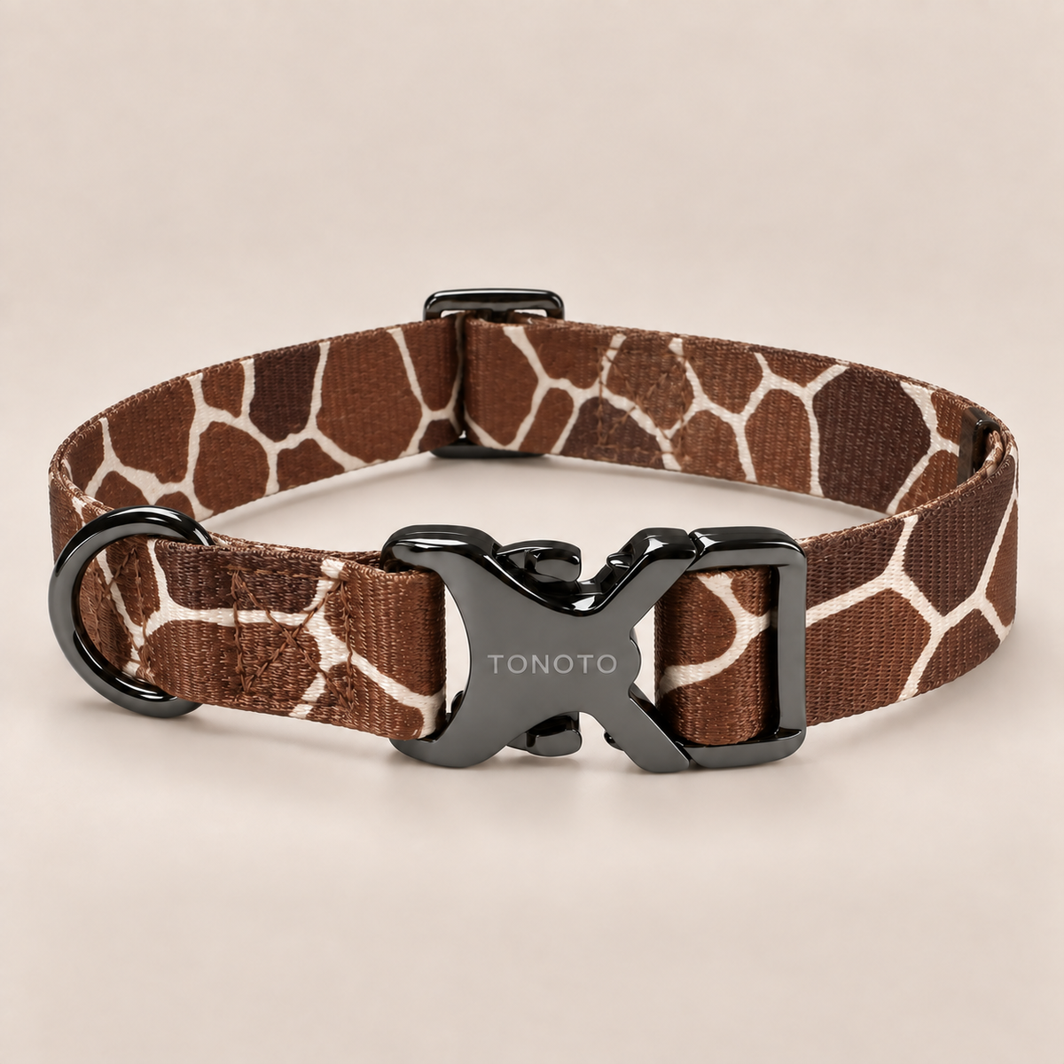 Giraffe pattern dog collar with black TONOTO buckle